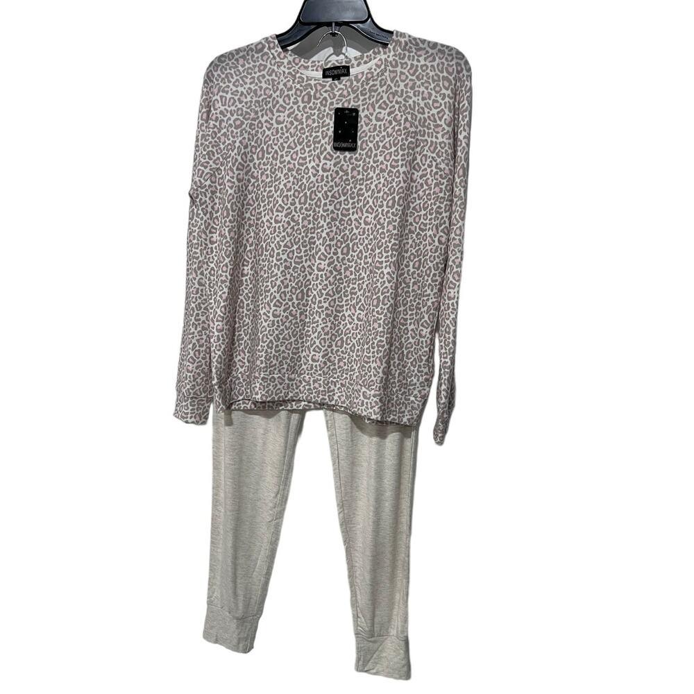 INSOMNIAX &ALFANI PAJAMA LOUNGE SLEEP SET ANIMAL PRINT TOP SMALL & JOGGER XSMALL